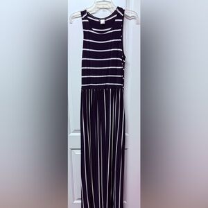Navy and White Striped Maxi Dress